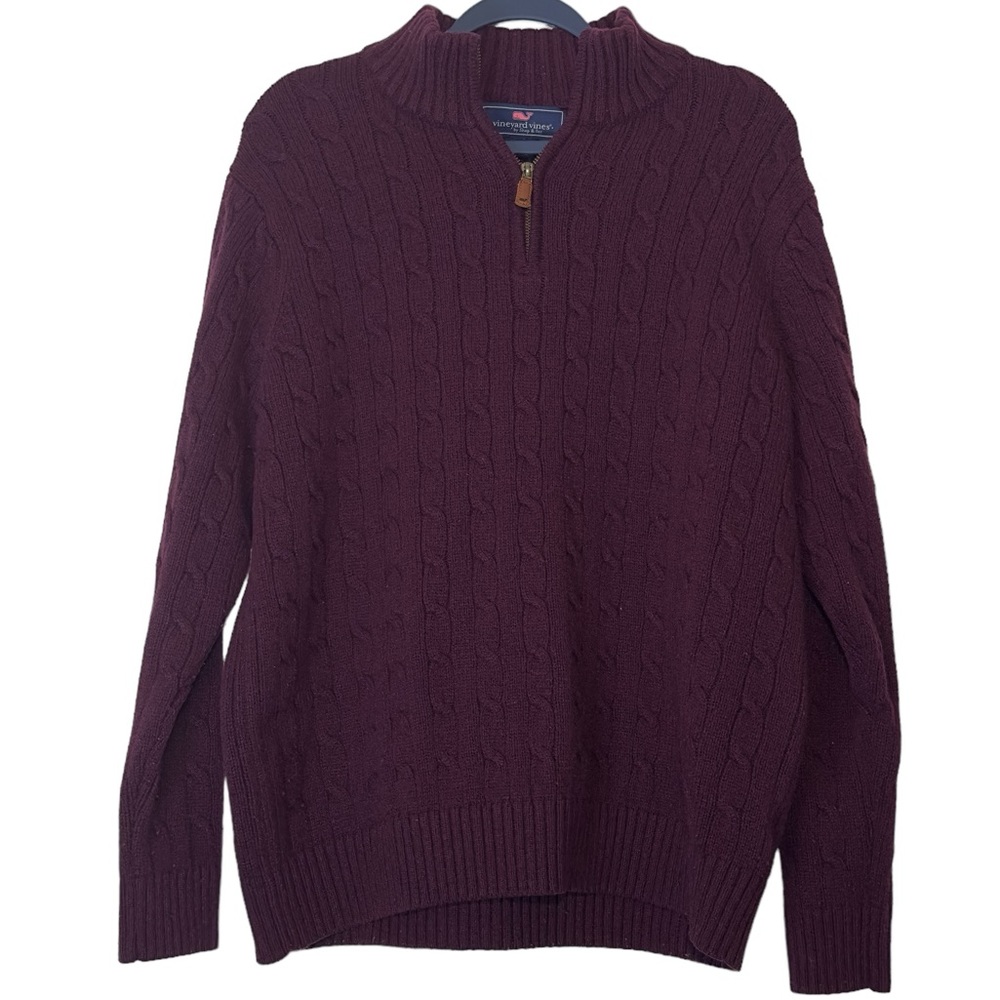 Vineyard Vines Lambwool Turtleneck Red Sweater Coat Men’s L Zipper